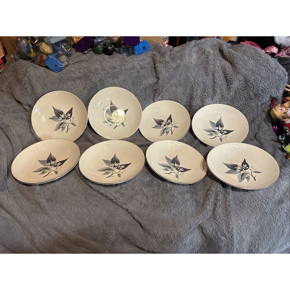 Homer Laughlin Rhythm LOTUS HAI Salad Bowls Dishes ~ USA 8 pc Set Christmas